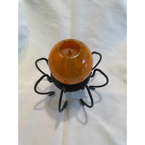 Pre-Owned PartyLite Halloween Spider Metal Candle Holder P8728 with 3" Candle - Picture 5 of 10